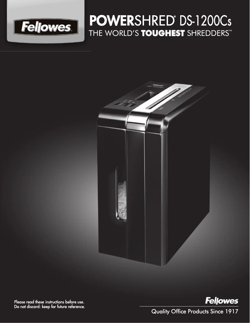 First page image of the manual for Powershred DS-1200C