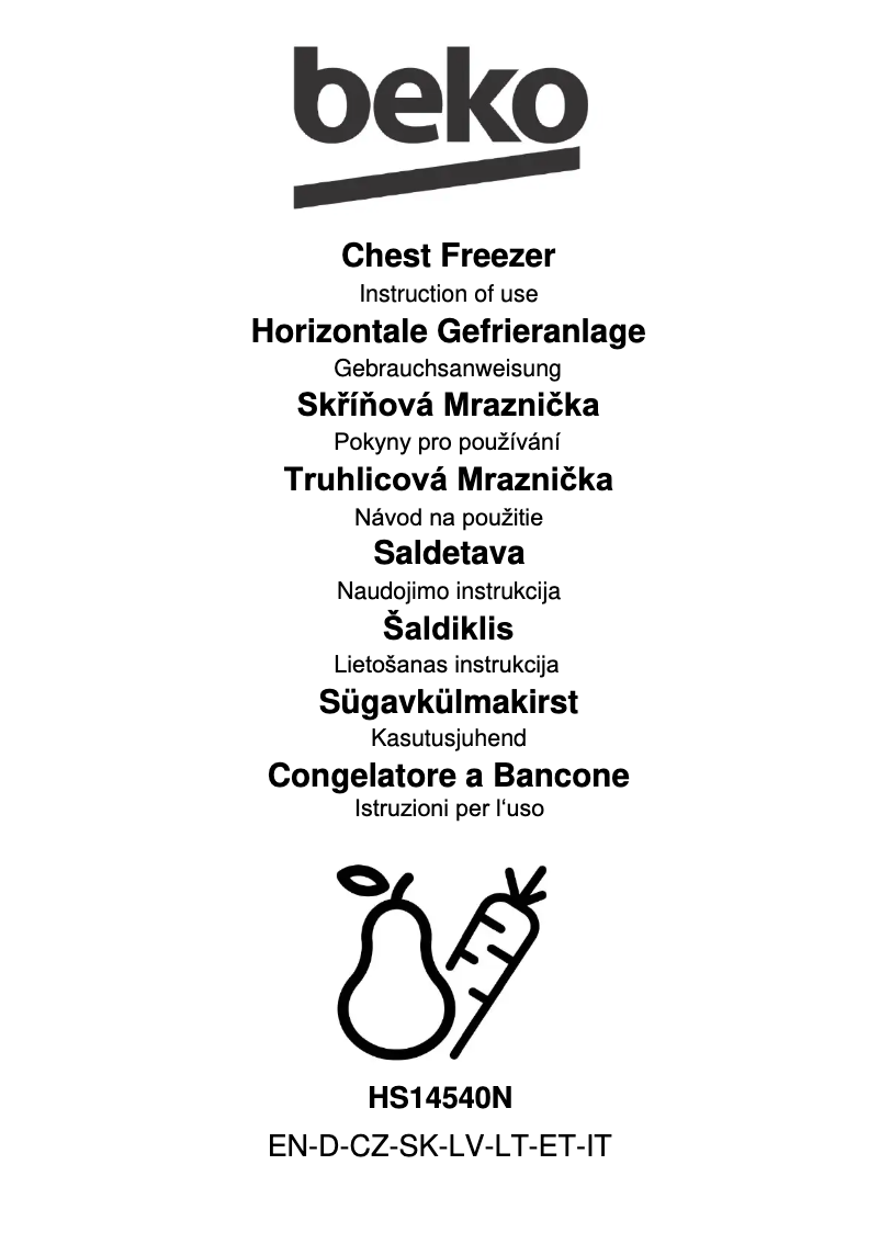 First page image of the manual for HS14540N