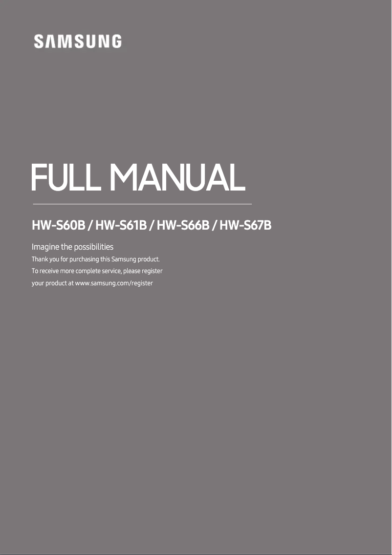 Page 1 of the manual User Manual Samsung HW-S60B