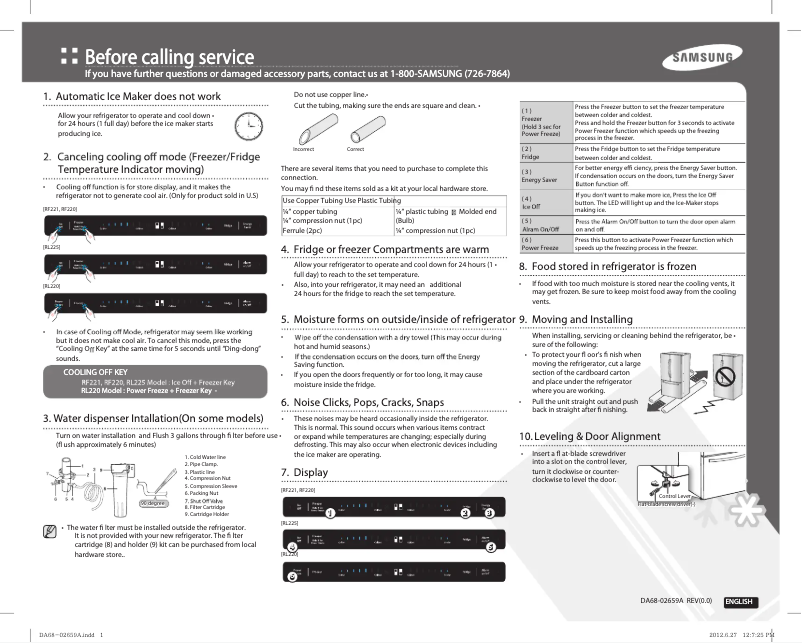 Page 1 of the manual Installation Guide Samsung RF220NCTASG