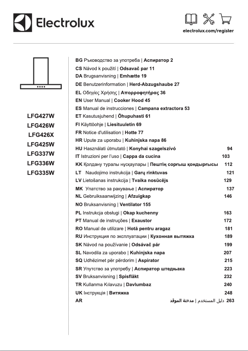 First page image of the manual for LFG426X