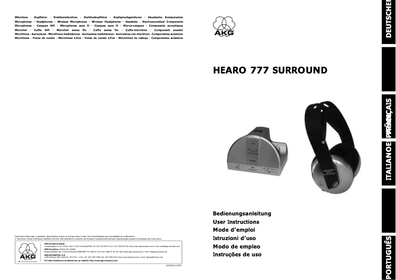 First page image of the manual for Hearo 777 Surround