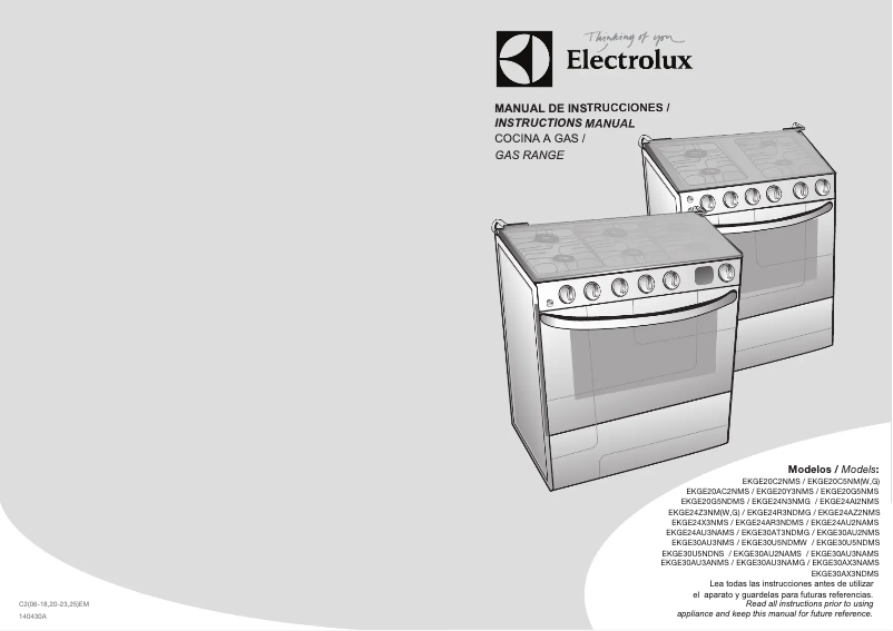 First page image of the manual for EKGE20G5NDMS