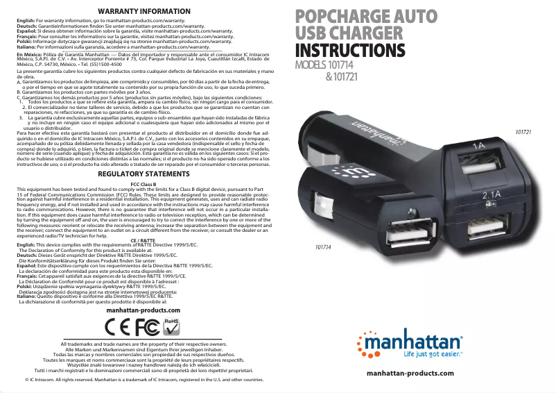 First page image of the manual for 101721