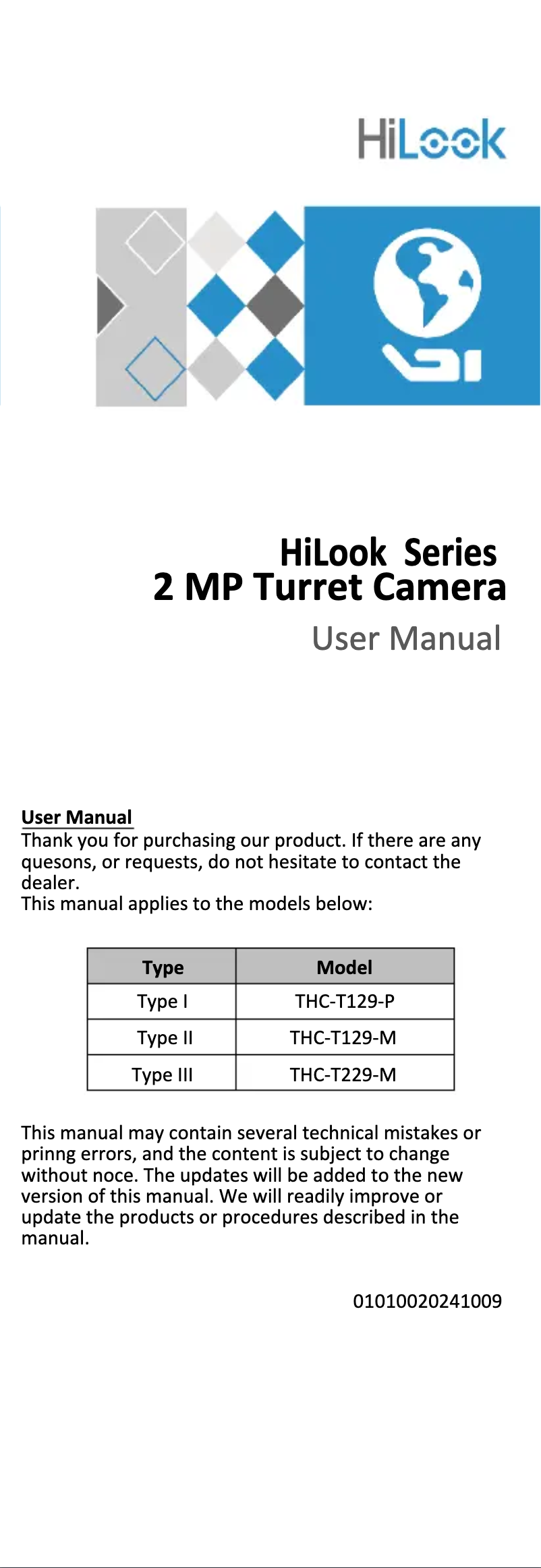 Page 1 of the manual User Manual Hikvision THC-T229-M