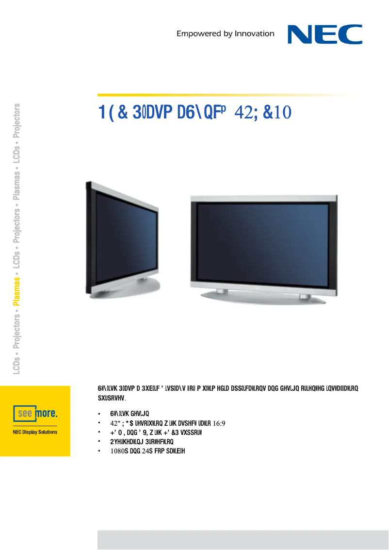 Image de la première page du manuel de l'appareil PlasmaSync 42XC10