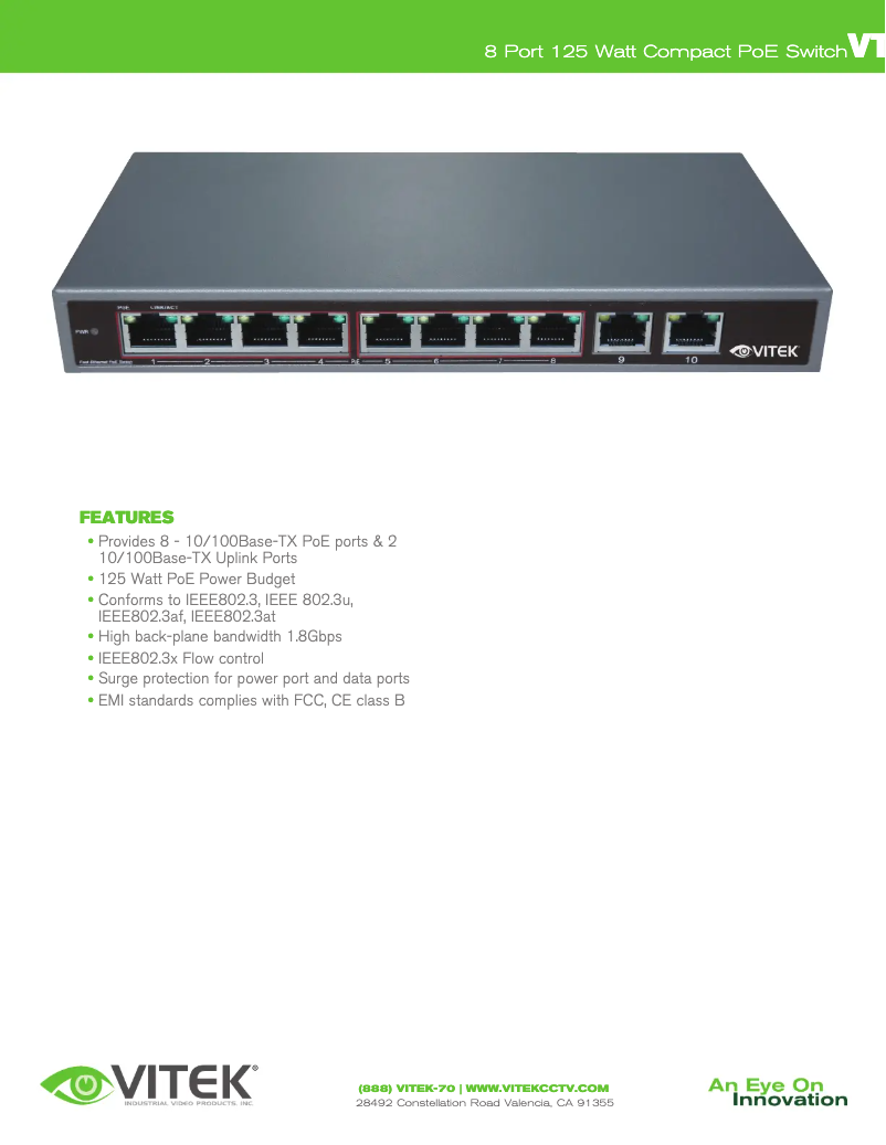 First page image of the manual for VT-8P125