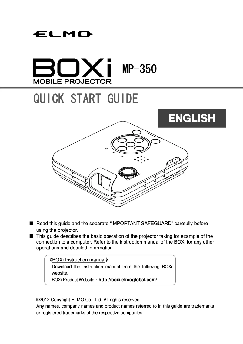 Image de la première page du manuel de l'appareil BOXi MP-350