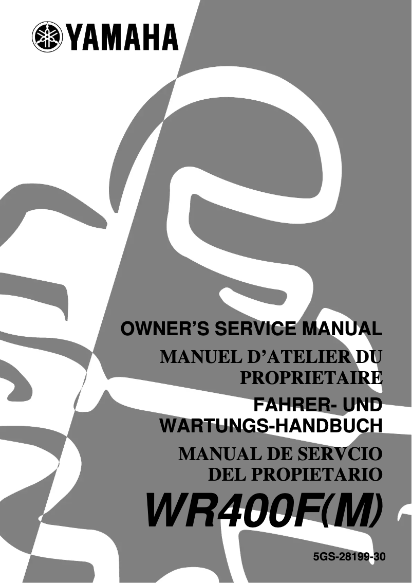 First page image of the manual for WR400F (1999)