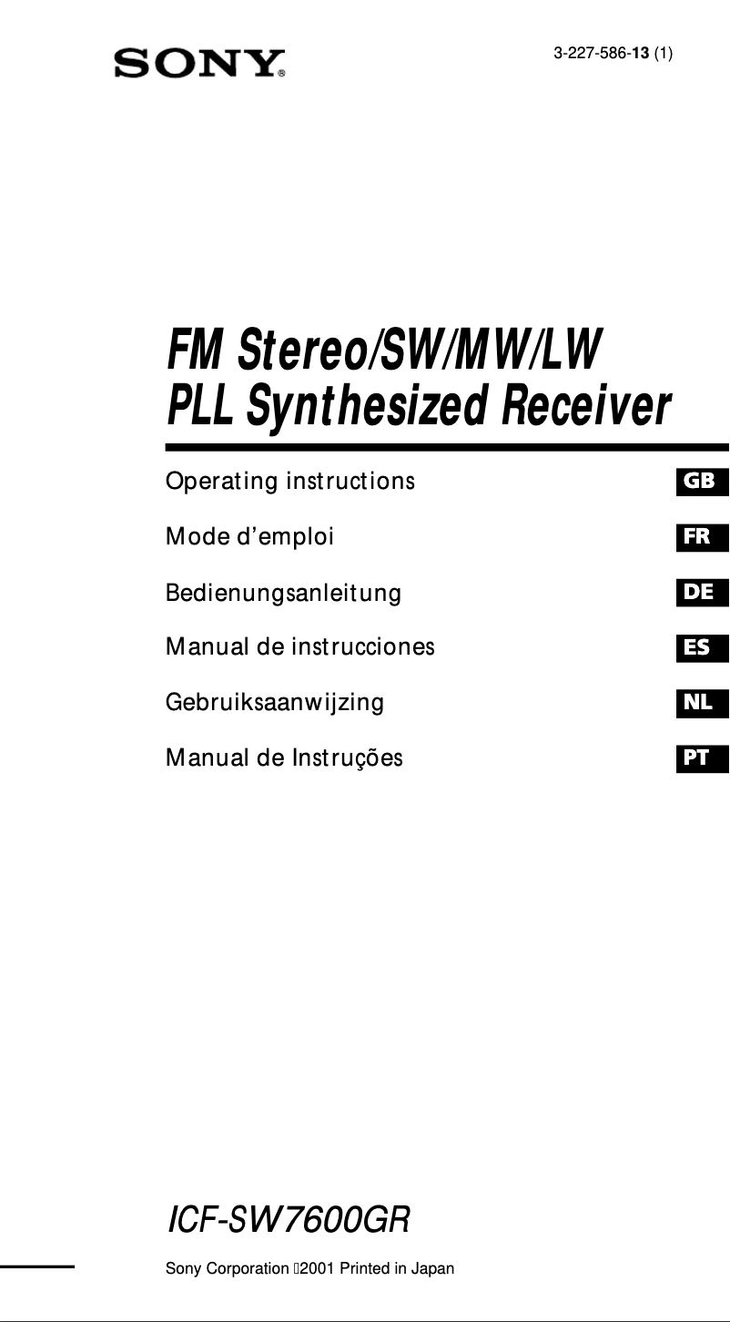 First page image of the manual for ICF-SW7600GR