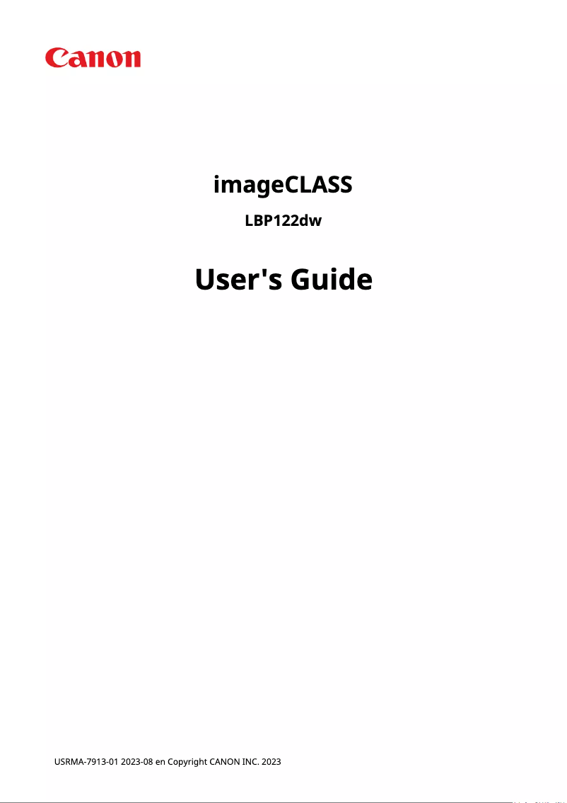 Page 1 of the manual User Manual Canon imageCLASS LBP122dw