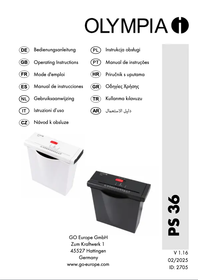 Page 1 of the manual User Manual Olympia PS 36