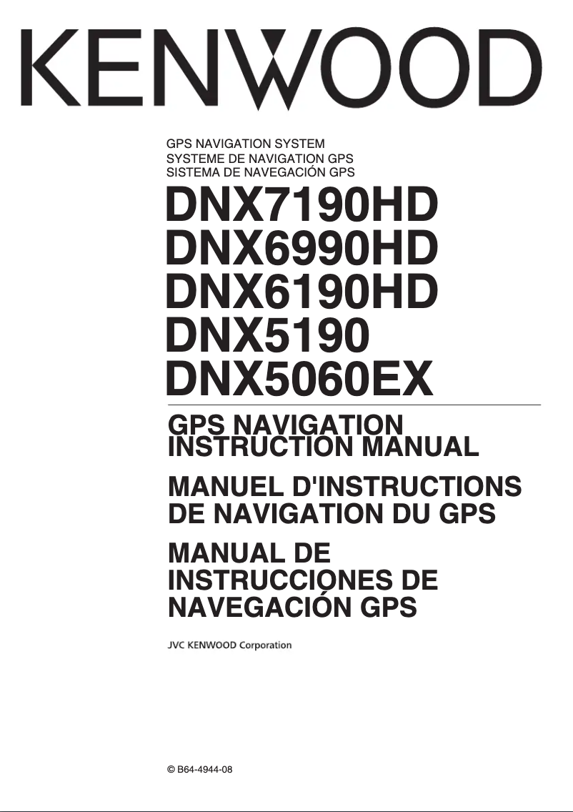 Page 1 of the manual User Manual Kenwood DNX5060EX