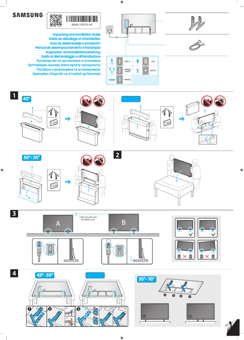 Page 1 of the manual Installation Guide Samsung TU43DU7105K