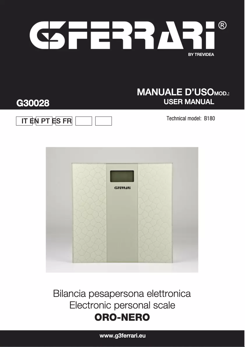 Page 1 de la notice Manuel utilisateur G3 Ferrari Oro-Nero G30028