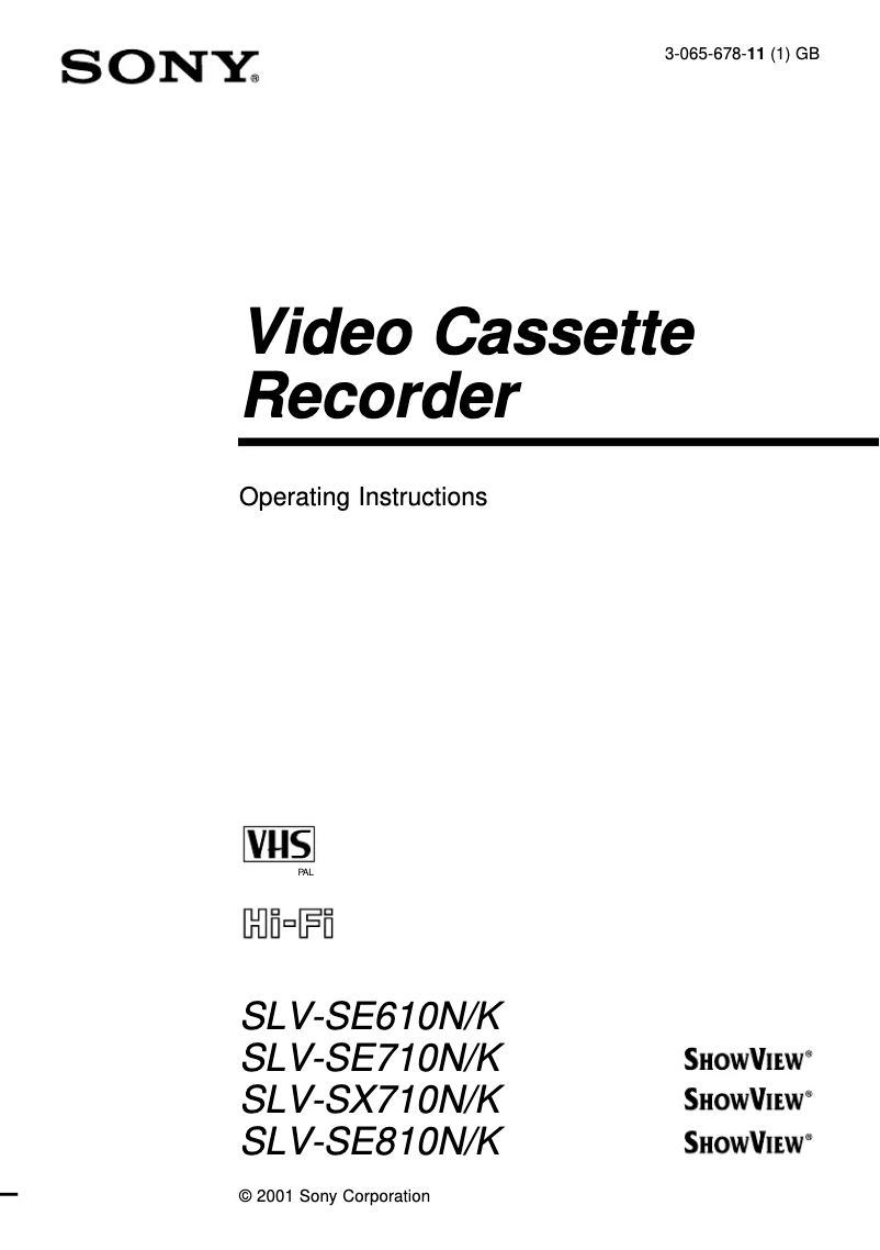 Page 1 of the manual User Manual Sony SLV-SE610N