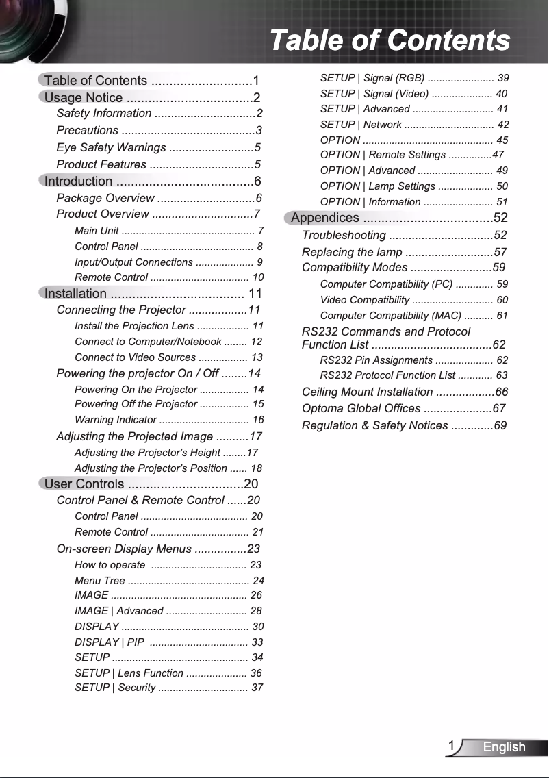 First page image of the manual for TH7500