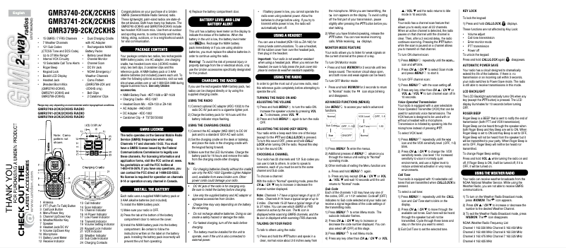 First page image of the manual for GMR3799-2CK