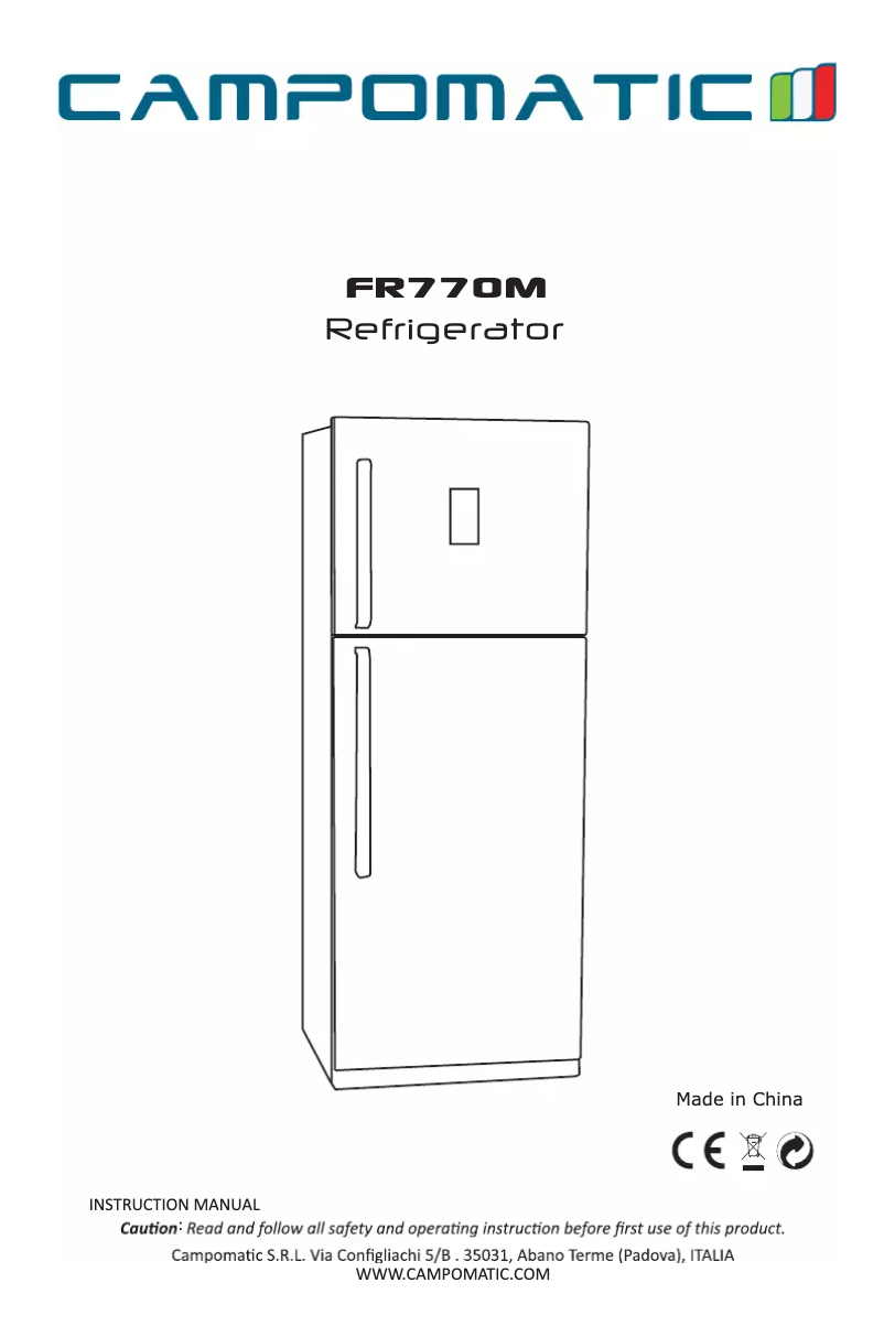First page image of the manual for FR770M
