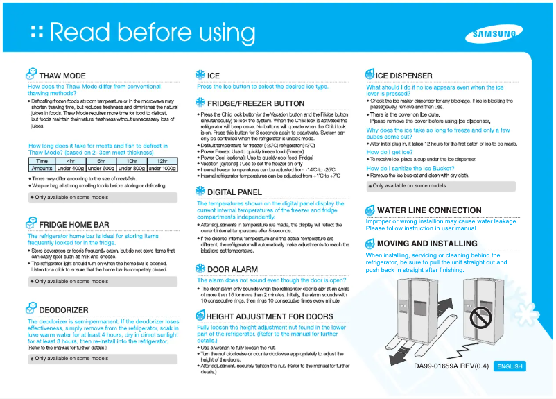 First page image of the manual for RS21HUTPN1