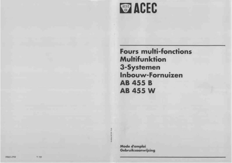 Page 1 of the manual User Manual Acec AB 455 B
