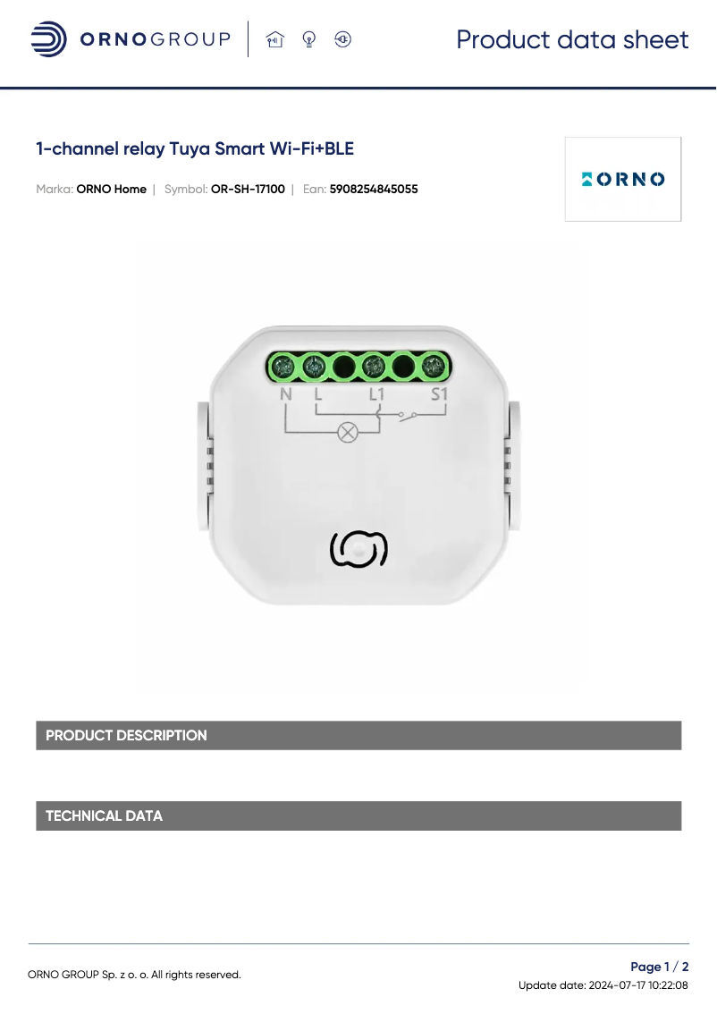 Image de la première page du manuel de l'appareil OR-SH-17100