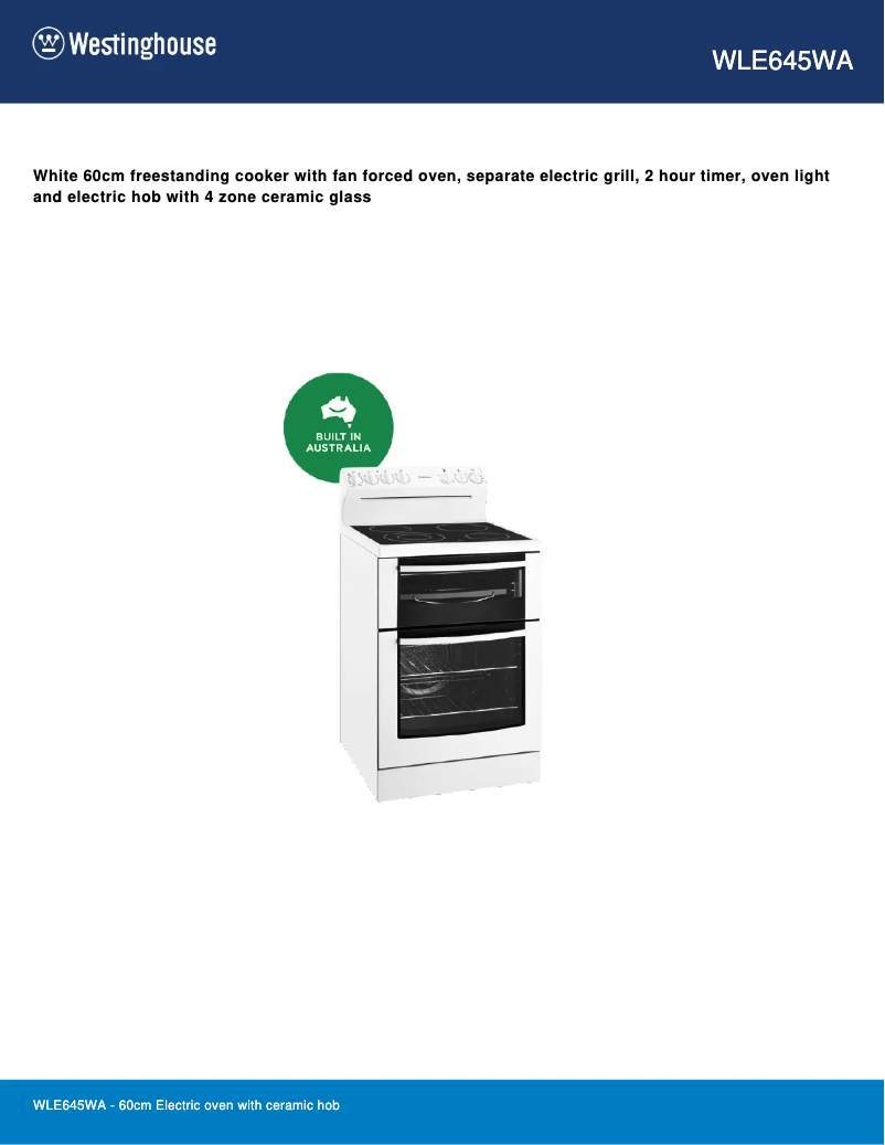 First page image of the manual for WLE645WA