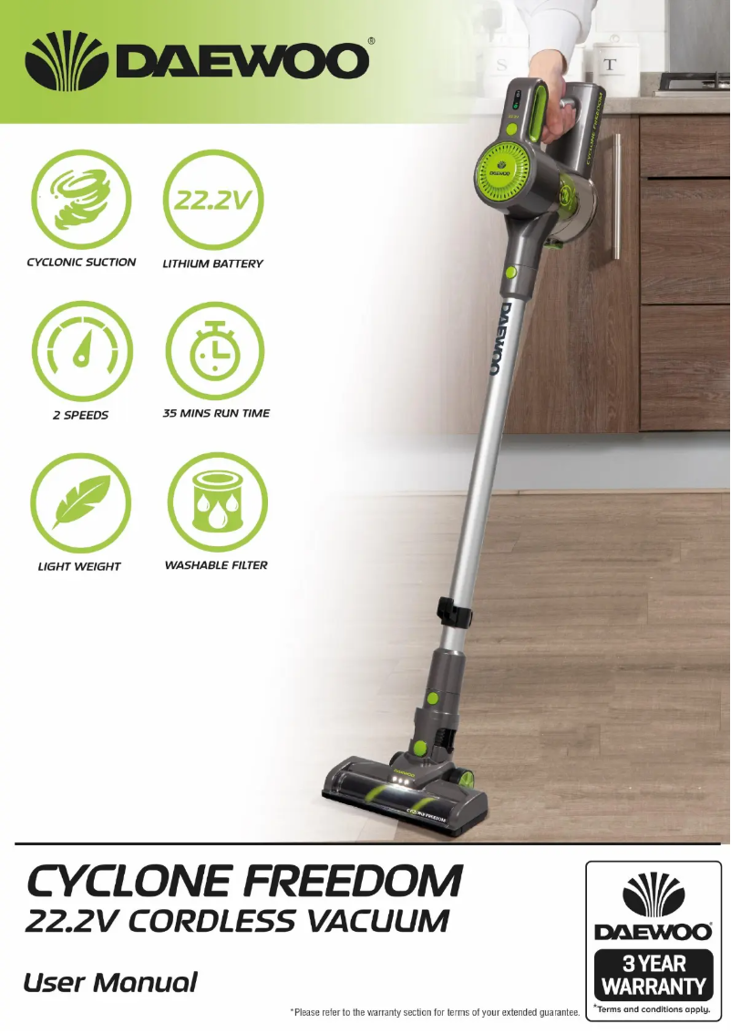 Page 1 of the manual User Manual Daewoo Cyclone Freedom FLR00010