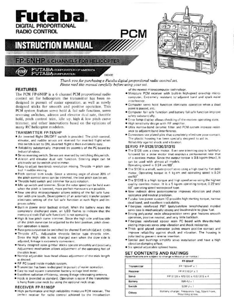 First page image of the manual for FP6NHP