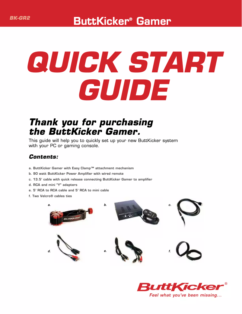 Page 1 of the manual User Manual ButtKicker Gamer2 BK-GR2