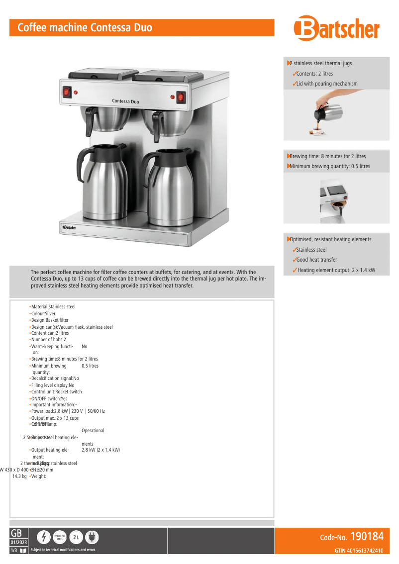 First page image of the manual for Contessa Duo