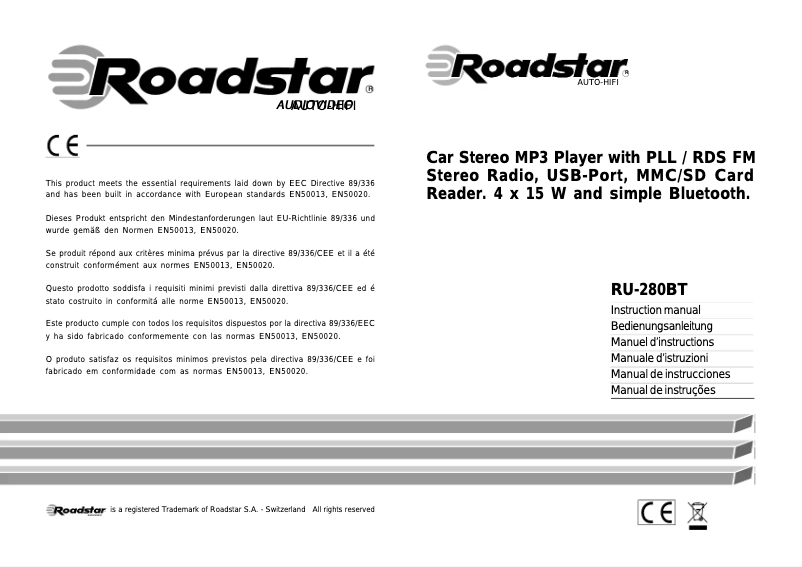 First page image of the manual for RU-280BT