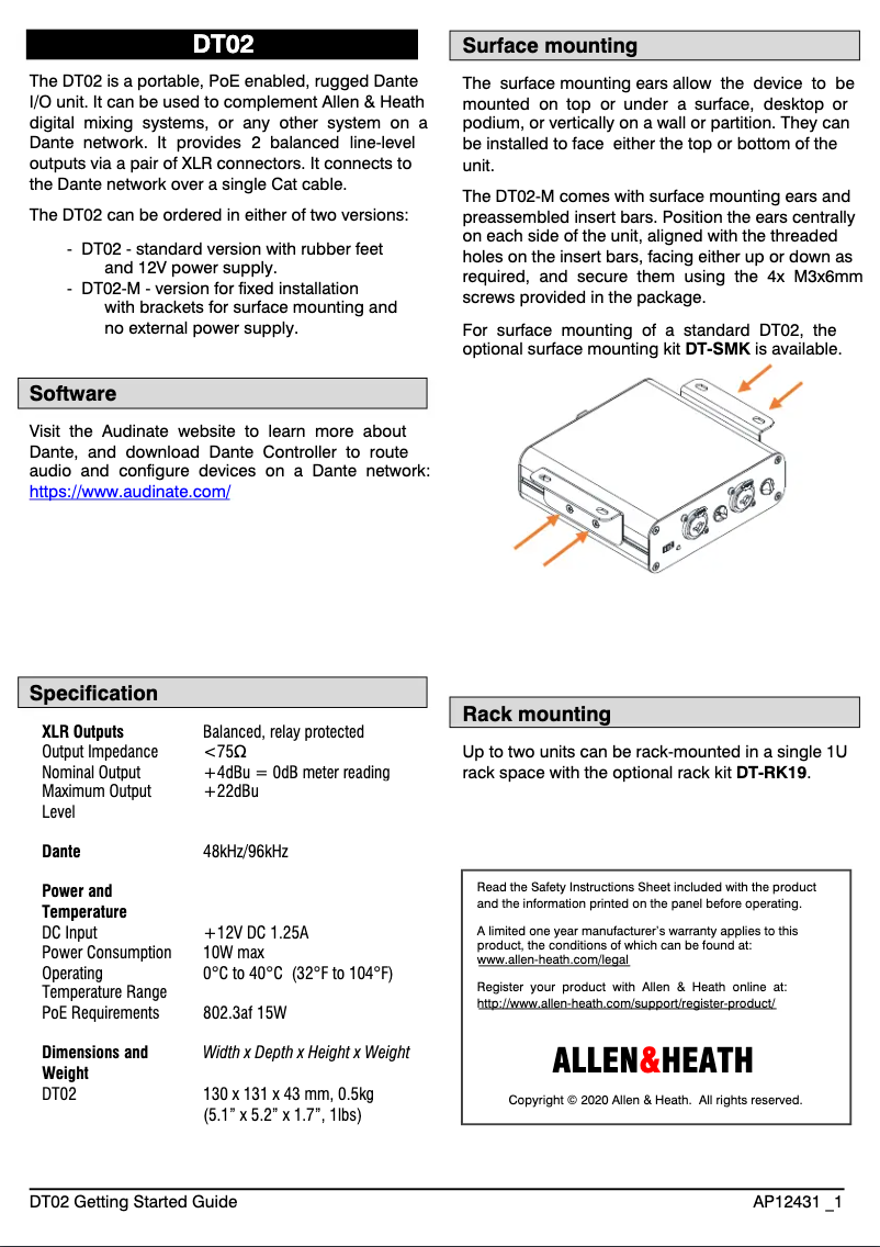 Image de la première page du manuel de l'appareil DT-02