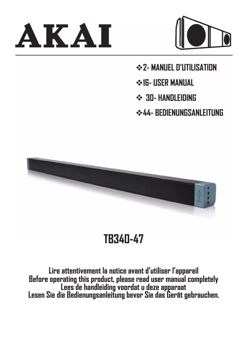 First page image of the manual for TB340-47