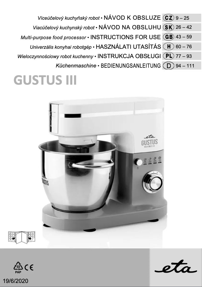 Page 1 of the manual User Manual Eta Gustus Gulliver III 3128 90010