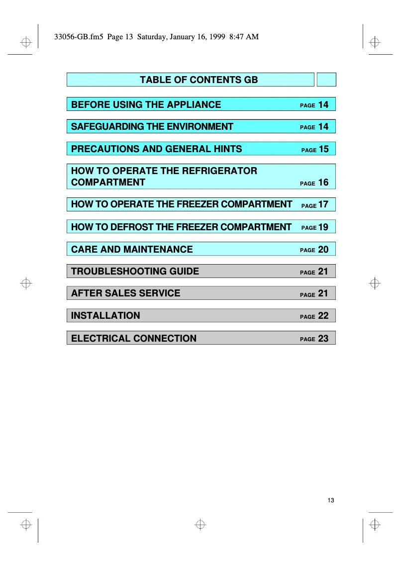 First page image of the manual for ARZ 984 H