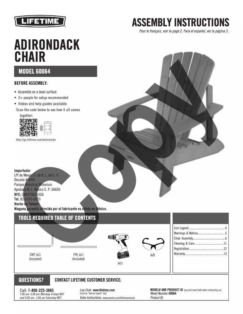 Page 1 of the manual User Manual Lifetime 60064