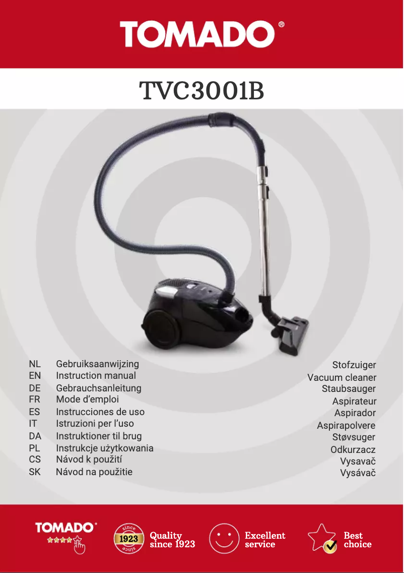 First page image of the manual for TVC3001B