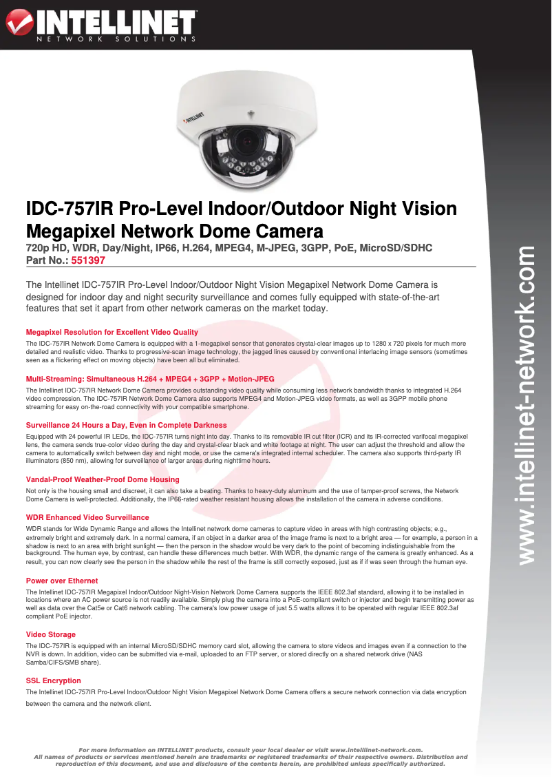 Page 1 of the manual User Manual Intellinet IDC-757IR