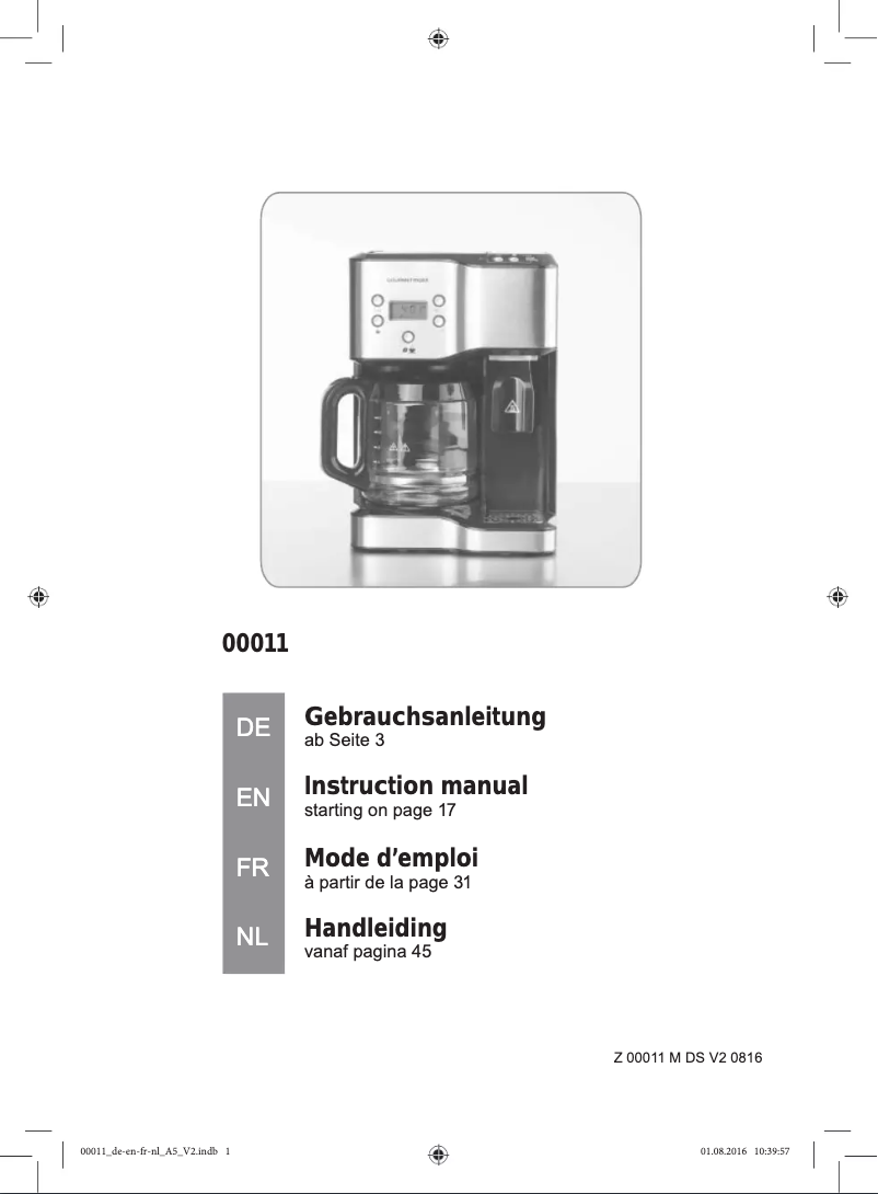 Page 1 of the manual User Manual Gourmetmaxx 00011