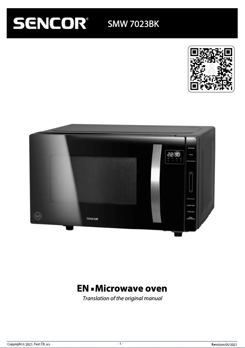 Page 1 of the manual User Manual Sencor SMW 7023BK