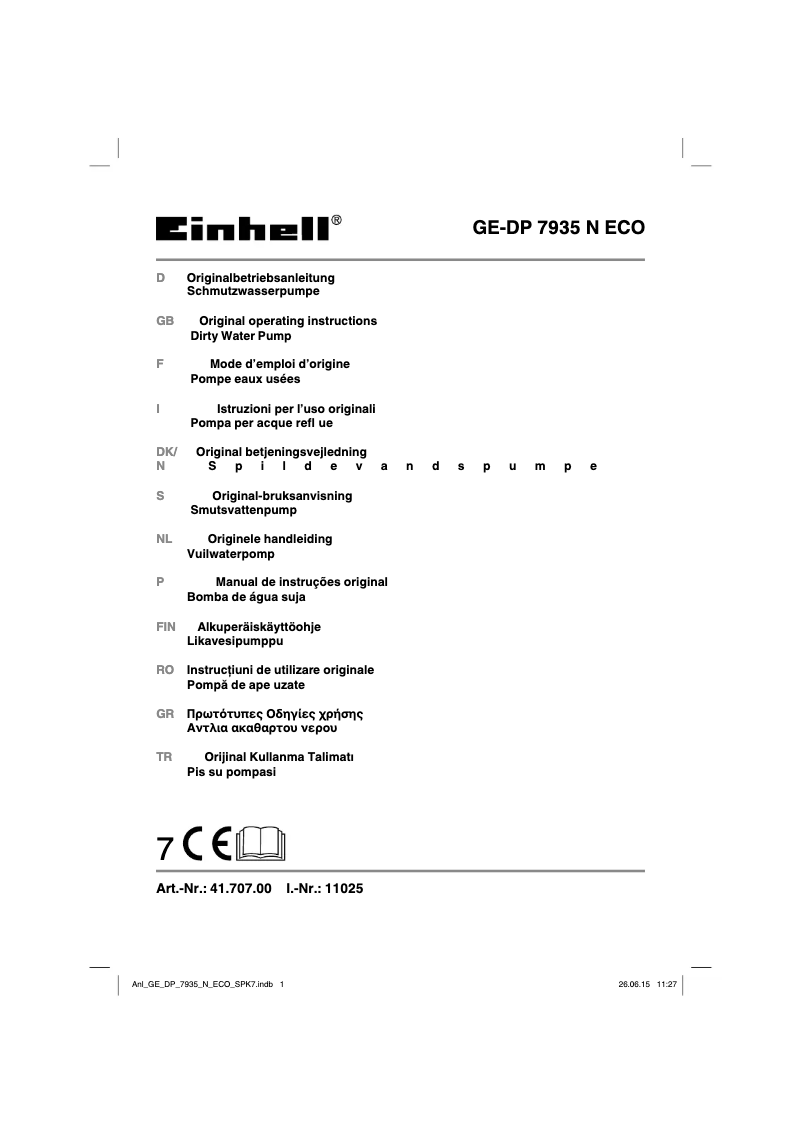 First page image of the manual for GE-DP 7935 N ECO