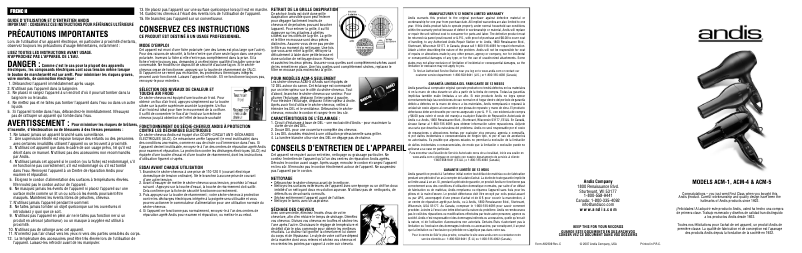 Page 1 of the manual User Manual Andis Professional 1875