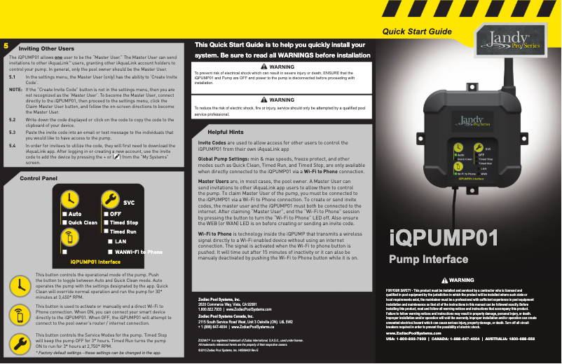 First page image of the manual for iQPUMP01