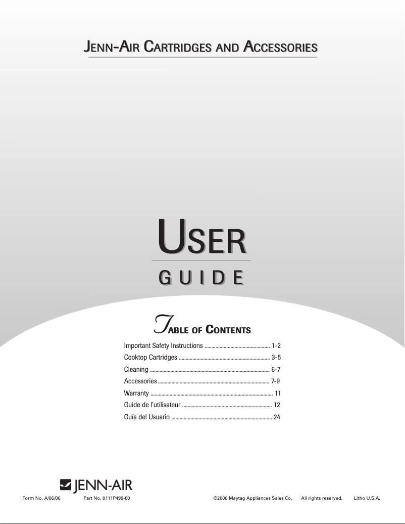 First page image of the manual for JEA7000ADW