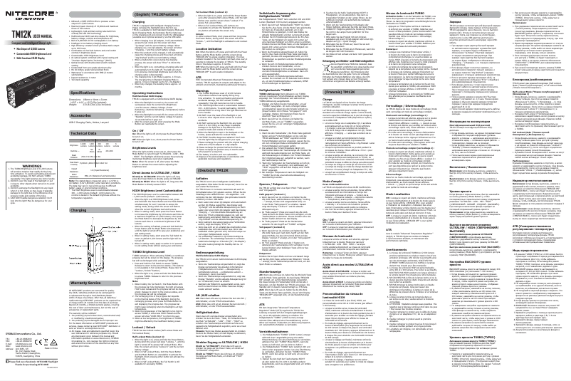 Page 1 of the manual User Manual Nitecore TM12K
