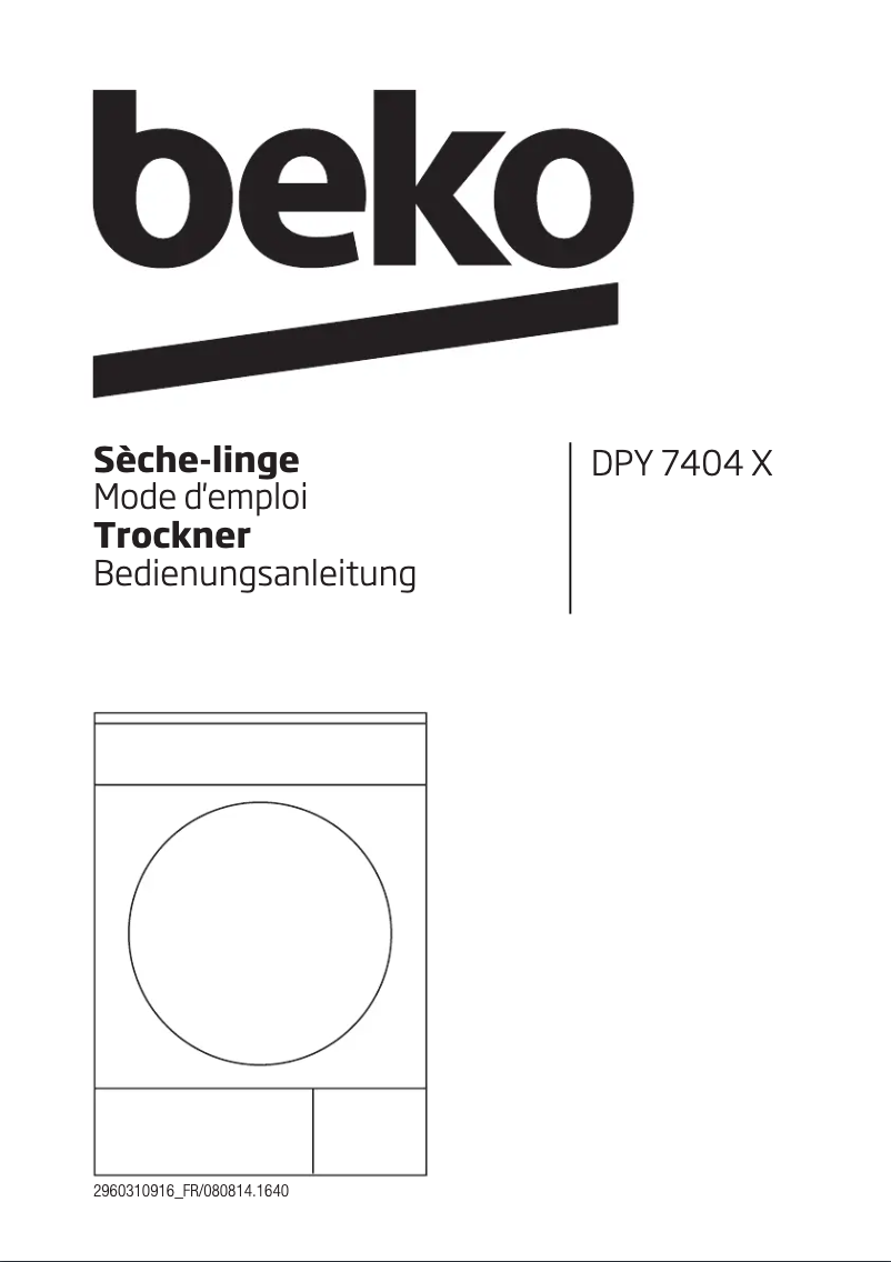 Page 1 of the manual User Manual Beko DPY 7404 X