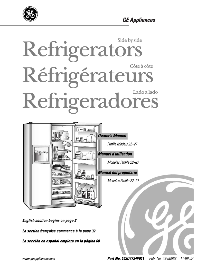 First page image of the manual for Profile TFX26PRDWW