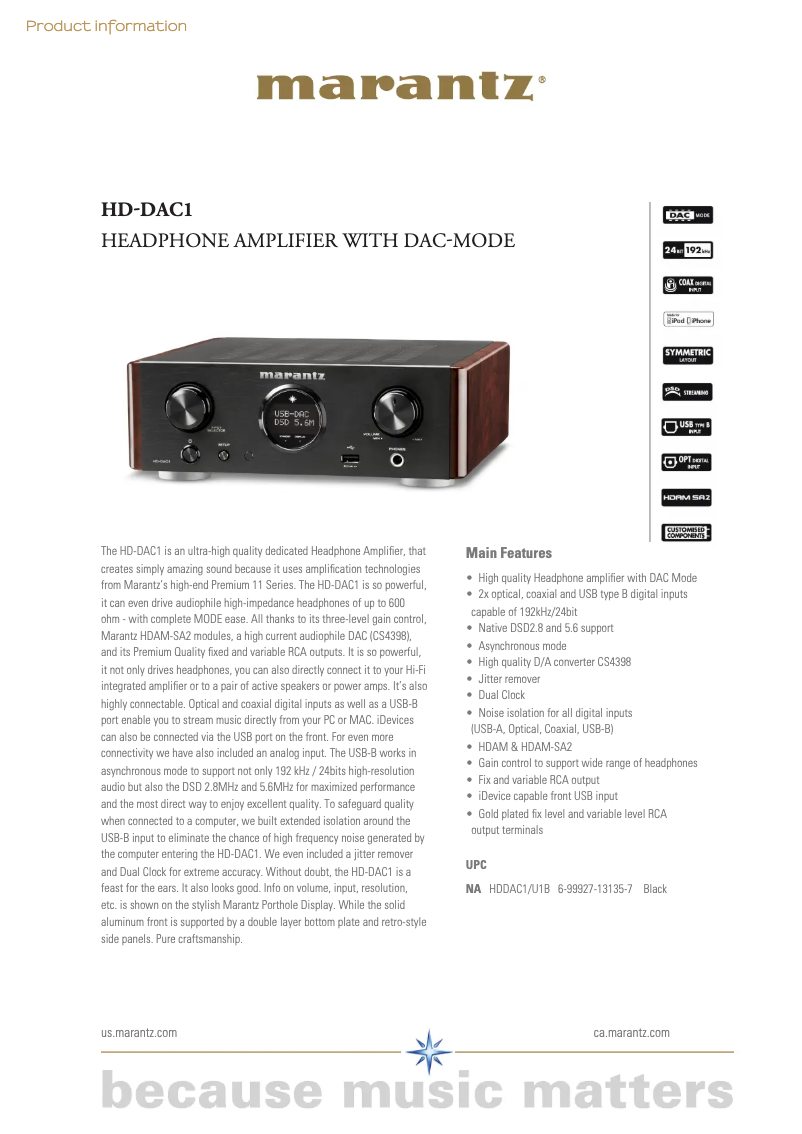 First page image of the manual for HD-DAC1