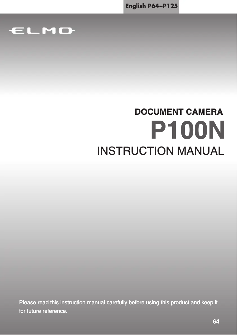 Page 1 of the manual User Manual Elmo P100N